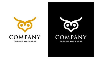 Owl logo and icon concept. Logo available in vector. Linear style. on a black and white background.