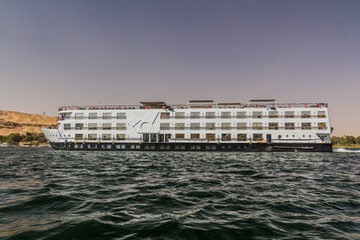 Cruise ship at the river Nile near Aswan, Egypt