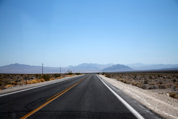 The long road between the Death Valley Desert and Las Vegas
