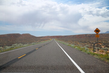 The asphalt road from Glen Canyon down to the village of Fruita