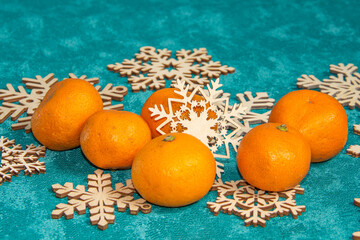 christmas background with oranges
