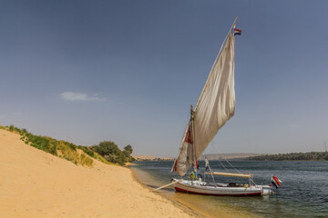  Felucca sail boat at the river Nile, Egypt