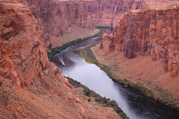 The sky reflecting on the Colorado river in the Horseshoe bend valley
