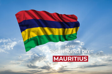 Mauritius National day card with flag