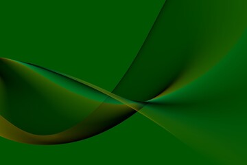 
Abstract illustration of a spiral intersection of dark waves and waves of the green spectrum of colors in a green background