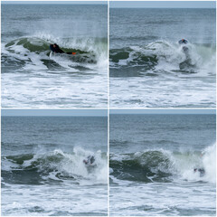 Bodyboarder performing a tube trick