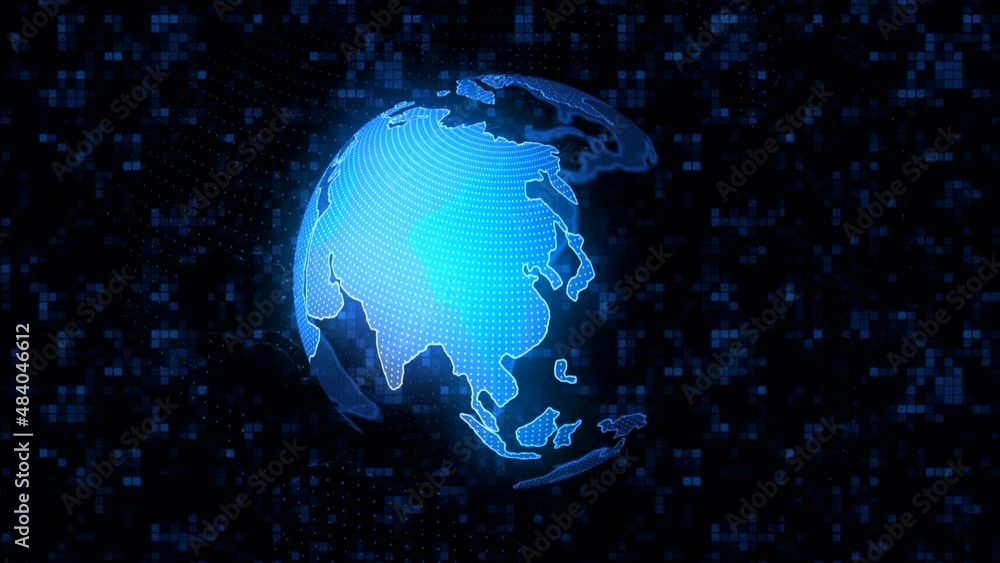 Poster black futage with abstraction. motion. the background on which the hemisphere is highlighted in blue