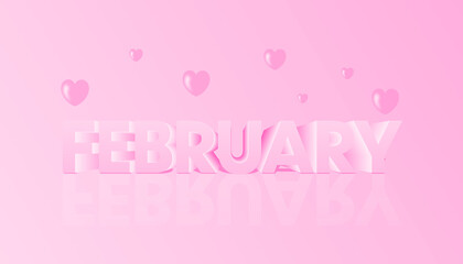 February 3d text with pink hearts 