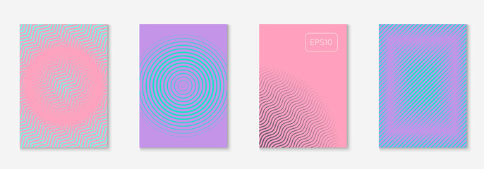 Gradient cover template with line geometric elements and shapes.