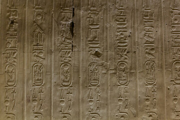 Hieroglyphs in the Temple of Seti I (Great Temple of Abydos), Egypt