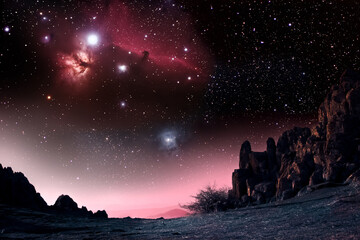 Rocky Landscape with amazing night sky