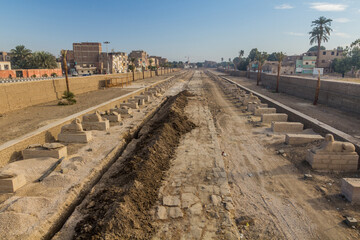  View of the Avenue of Sphinxes in Luxor, Egypt
