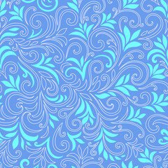 Elegant seamless pattern with leaves and curls. Luxury floral background. Vector illustration.