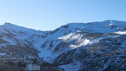 skiing area in Sierra Nevada, Granada, Spain. the background with copy space