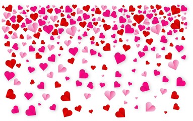 Red, pink-pink hearts highlighted on a white background. Vector illustration. For Valentine's Day design