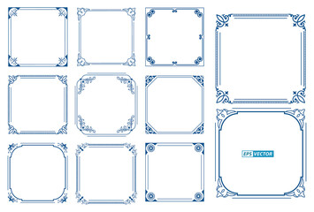 set of vintage decorative frames or vintage rectangle ornaments or calligraph frame retro style or decorative border concept. eps vector