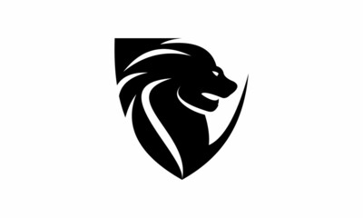 Naklejka premium Lion Head Silhouette logo vector image