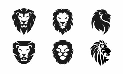 set of lion head logo vector image