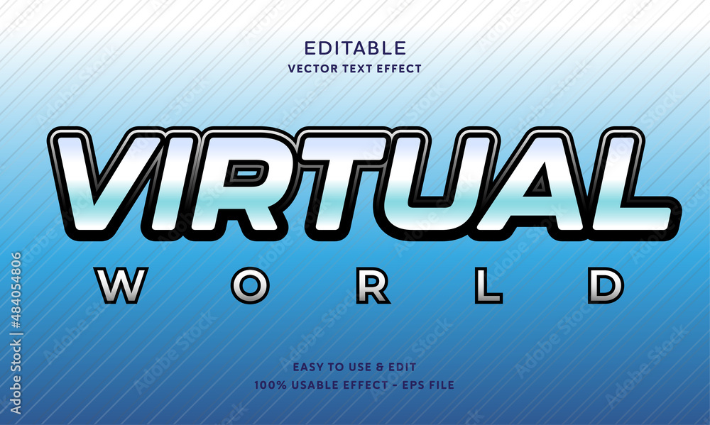 Poster editable virtual world vector text effect with modern style design usable for logo or company campai