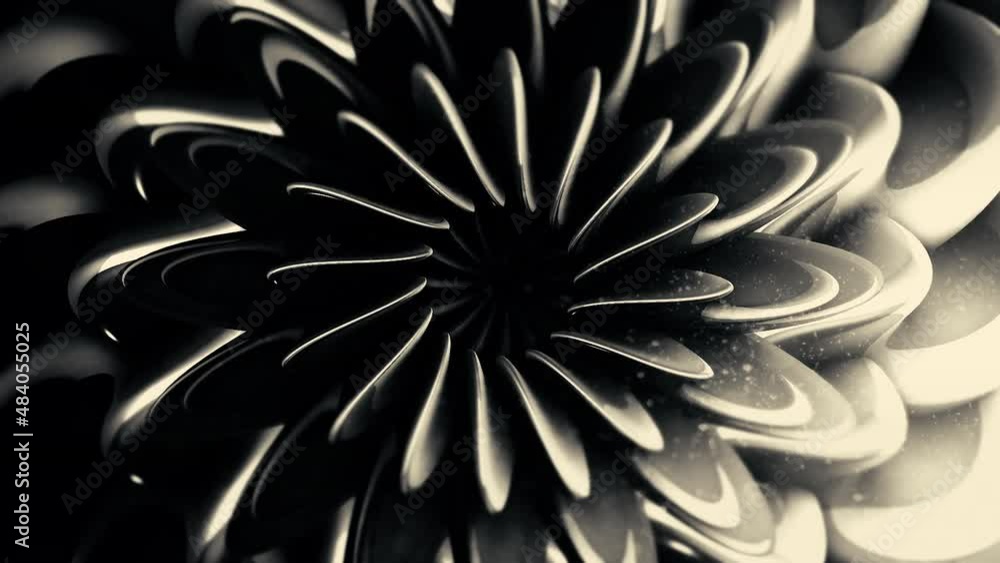 Poster gray and red loop. motion. a twisted flower in abstraction made like a loop twists and narrows in th
