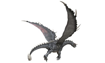 Fototapeta premium Fantasy flying dragon isolated on white 3d illustration