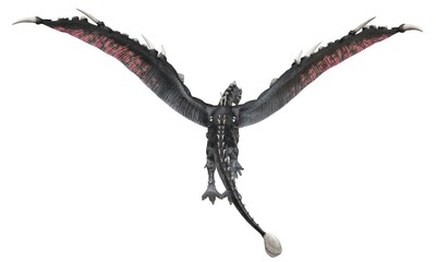 Fantasy flying dragon isolated on white 3d illustration