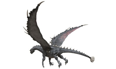 Fantasy flying dragon isolated on white 3d illustration