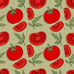 Vector pattern of a set of tomatoes.