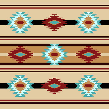 Southwestern traditional design in a seamless repeat pattern - Vector Illustration