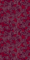 Elegant seamless pattern with leaves and curls. Luxury floral background. Vector illustration.