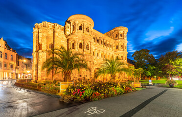 Porta Nigra in Trier, Germany Rheinland-Pfalz land.. Ancient ruins of Roman Empire.