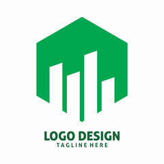 green hexagon chart logo design