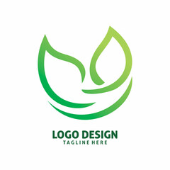 green nature leaf color line logo design