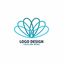 blue color line wing ellips logo design