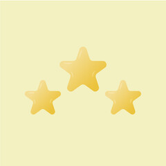 Fototapeta na wymiar Three yellow stars glossy colors. Achievements for games. Customer rating feedback concept from client about employee of website. Realistic 3d design. For mobile applications. Vector illustration 