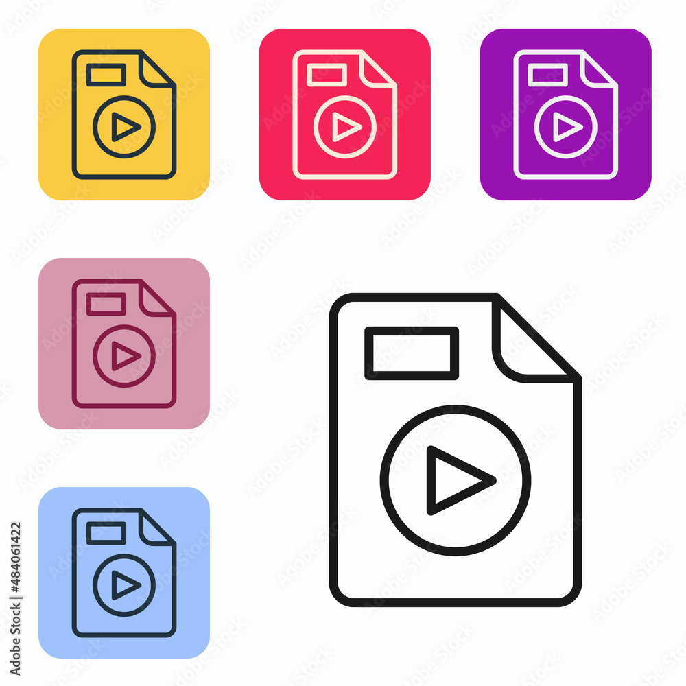 Poster black line avi file document. download avi button icon isolated on white background. avi file symbol