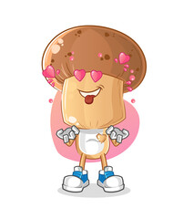 mushroom head cartoon fallin love vector. cartoon character