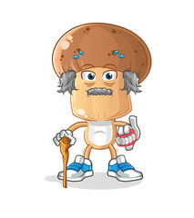 mushroom head cartoon white haired old man. character vector