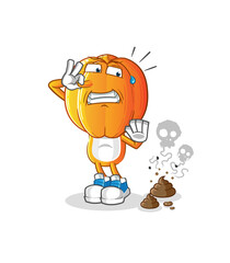 star fruit head cartoon with stinky waste illustration. character vector