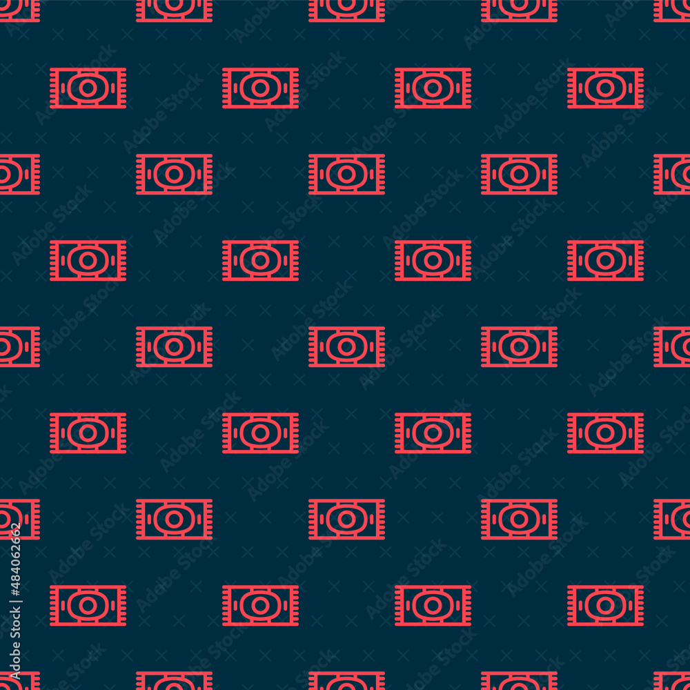 Poster red line classic carpet icon isolated seamless pattern on black background. vector
