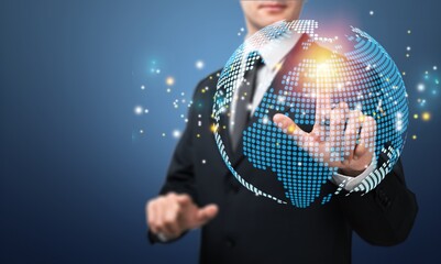 Business people show the future world of internet technology, networking applications