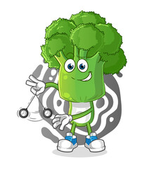 broccoli head cartoon hypnotizing. cartoon mascot vector