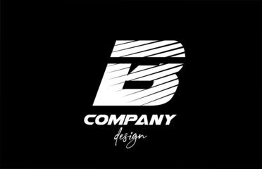 B alphabet letter icon logo design with black and white color. Creative template for company and business with sliced bold style
