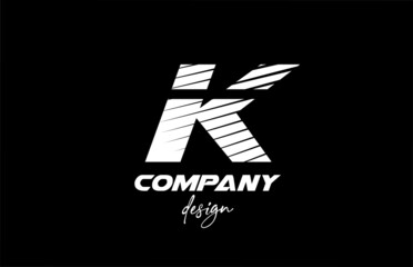 K alphabet letter icon logo design with black and white color. Creative template for company and business with sliced bold style