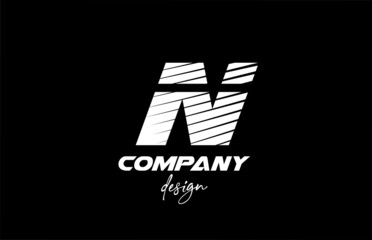 N alphabet letter icon logo design with black and white color. Creative template for company and business with sliced bold style