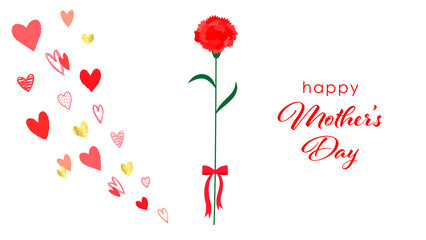 Mother's Day Frame Illustration (Carnation and heart) (white background, vector, cut out)