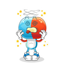 Obraz premium capsule head cartoon dizzy mascot. cartoon vector