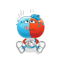 capsule head cartoon sick vector. cartoon character