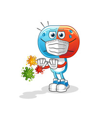 Obraz premium capsule head cartoon refuse viruses. cartoon mascot vector