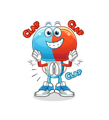 capsule head cartoon applause illustration. character vector